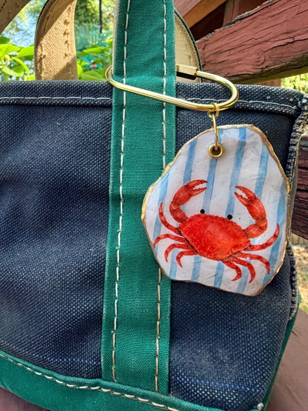 Crab Oyster Shell Tote Bag Charm – Great for Women or Kids/Teens!